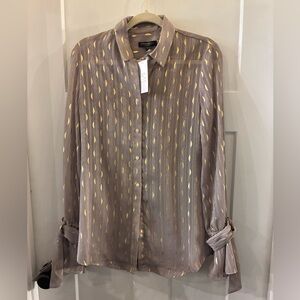 Banana Republic Gold Patterned Button Blouse